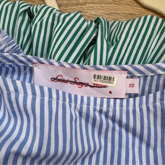 Lisa Says Gah Luna Striped Midi Dress Blue Green - Picture 11 of 17